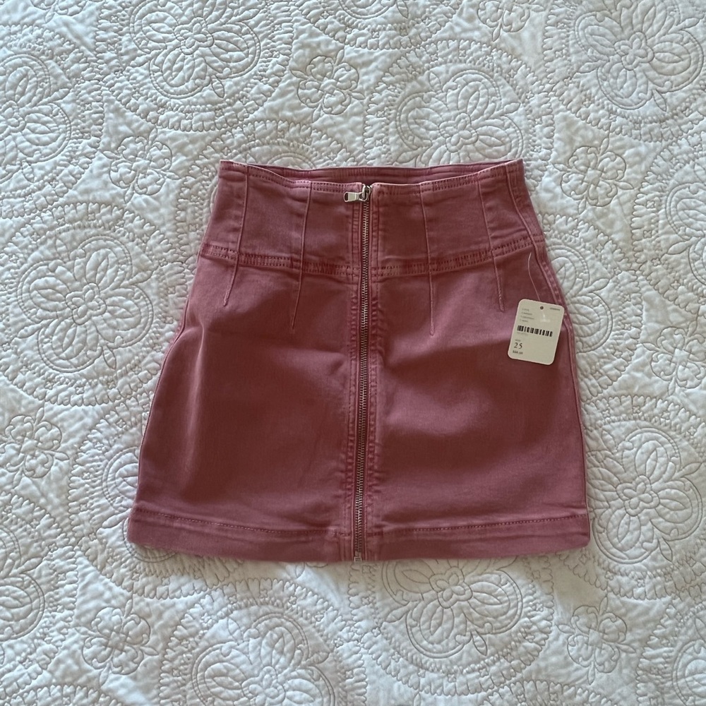 Free People pink high waisted mini skirt